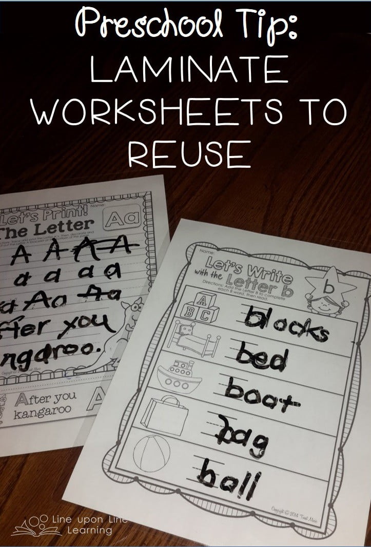 Laminate worksheets to reuse them!